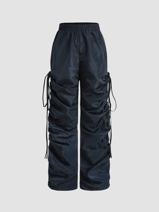 Solid High Waist Parachute Joggers