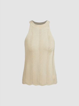 Solid Knit Round Neckline Tank Top