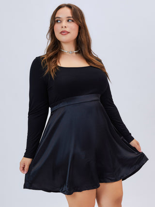 Solid Knotted Mini Dress Curve & Plus (4XL / Black)