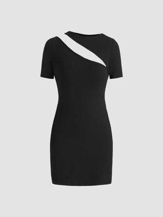 Solid Oblique Mini Dress