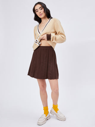 Solid Pleated Knitted Skirt