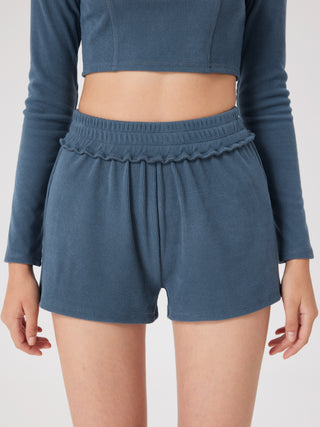 Solid Rib Mid Waist Lounge Shorts