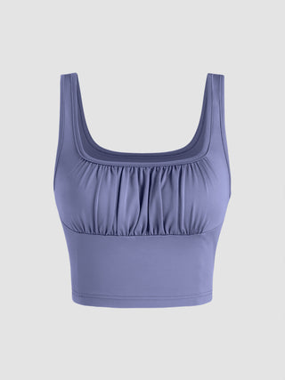 Solid Ruched Cami Crop Top