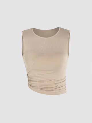 Solid Ruched Crop Tank Top