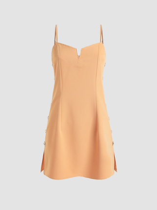 Solid Side-Tied Mini Cami Dress