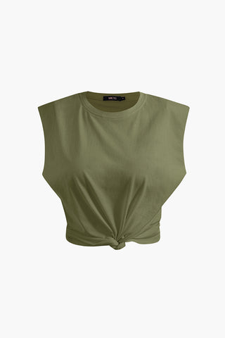 Solid Sleeveless T-shirt (XL / MILITARY)