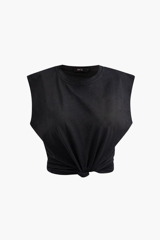 Solid Sleeveless T-shirt (XS / BLACK)