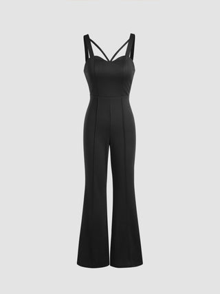 Solid Sleeveless Wide Leg Jumpsuit