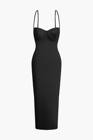 Solid Slip Maxi Dress (L / BLACK)