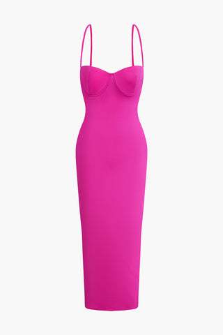 Solid Slip Maxi Dress (XS / RASPBERRY)