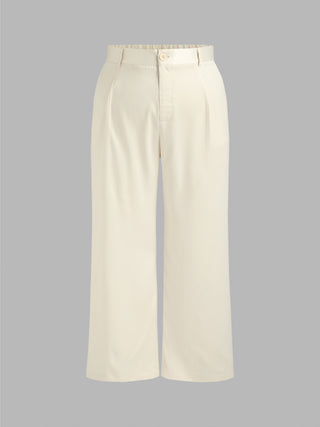 Solid Straight Leg Trousers Curve & Plus (2XL / White)