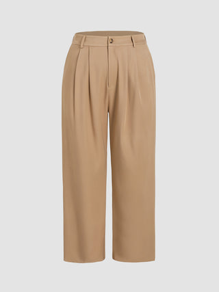 Solid Straight Leg Trousers Curve & Plus