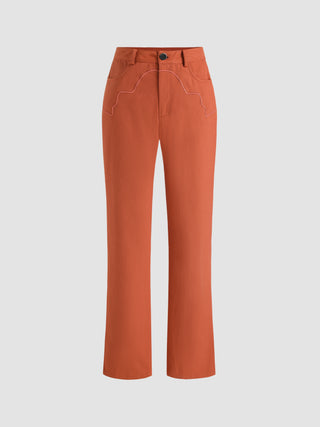 Solid Straight Long Trousers