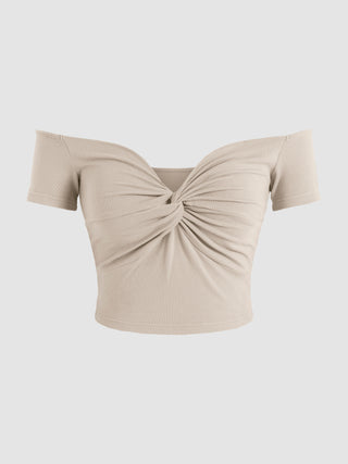 Solid Twist Front Crop Top