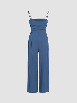 Solid Woven Straight Leg Jumpsuit