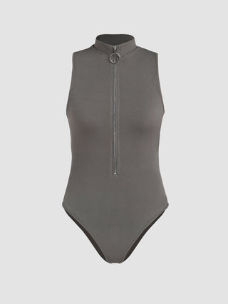 Solid Zip Up Bodysuit