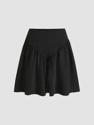 Solid Zip Up Mini Skirt