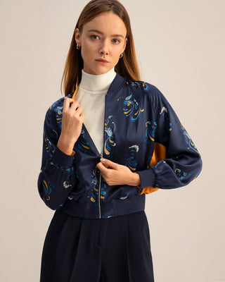 Spring Waltz Reversible Silk Jacket (Blue Paisley / L)