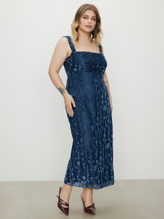 Square Neck Floral Ruched Maxi Dress Curve & Plus