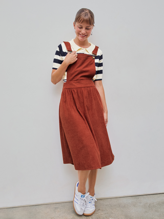 Square Neck Solid Button Midi Dress