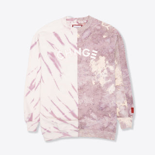 Sree Santhosh Chalk/Mauve Pieced CHNGE Logo Tie Dye Crewneck