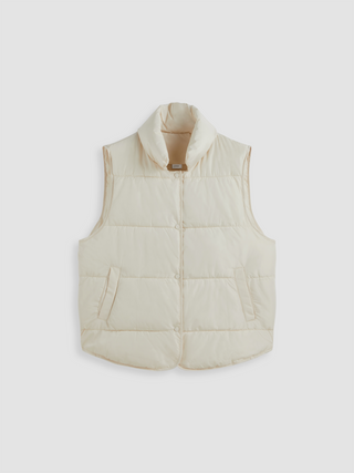 Stand Collar Button Pocket Puffer Vest