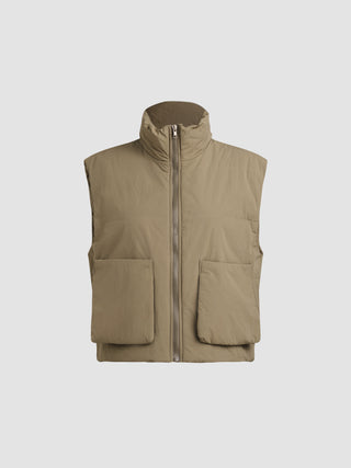 Stand Collar Pocket Zipper Puffer Vest