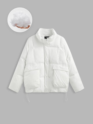 Stand Collar Quilted Drawstring Puffer Jacket