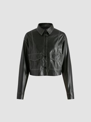 Stitching Faux Leather Jacket