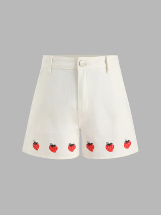 Strawberry Details Mini Shorts