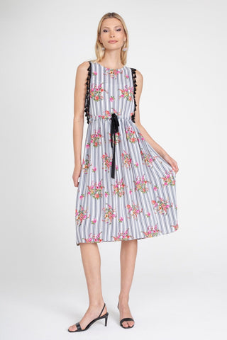 Stripe Tassle Midi Dress