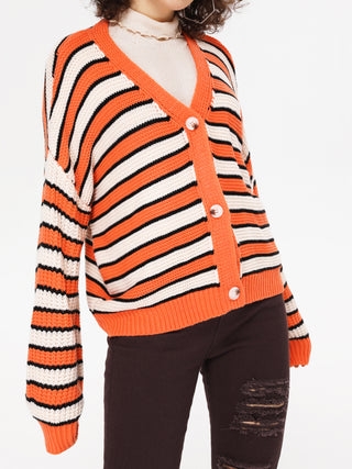 Striped Long Sleeve Cardigan