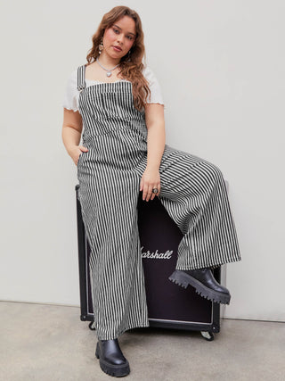 Striped Pocket Buckle Jumpsuit Curve & Plus