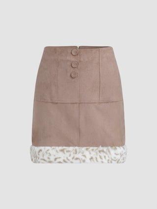 Suede Patchy Mini Skirt