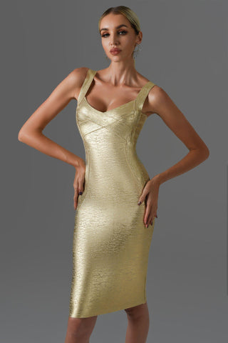 Sukia Mini Bandage Dress - Gold