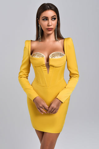 Sunny Diamonate Mini Dress (S / Yellow)