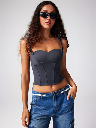 Sweetheart Corset Tank Top (M / Grey)