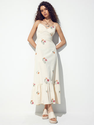 Sweetheart Floral Ruffle Cami Midi Dress