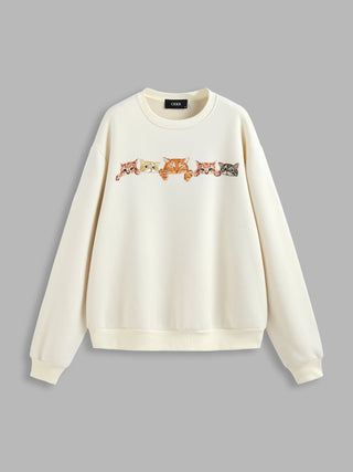 Terry Cat Pattern Sweatshirt