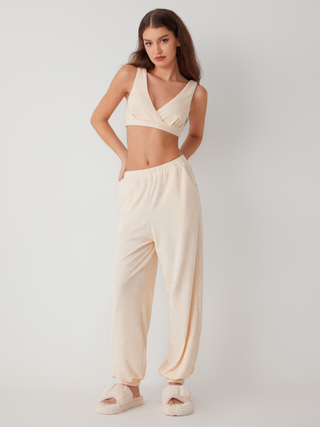 Terry Crop Bralette & High Waist Pocket Joggers Lounge Set