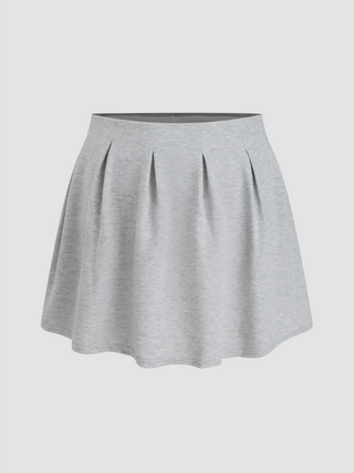 Terry Middle Waist Pleated Skort Curve & Plus (1XL / Light Grey)