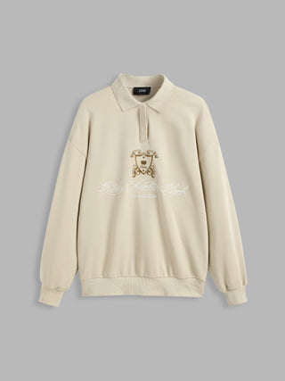 Terry Polo Badge Graphic Sweatshirt