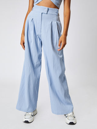 Texture Chain Detail Wide Leg Trousers