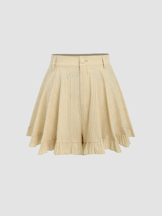 Texture Ruffle Mid Waist Shorts