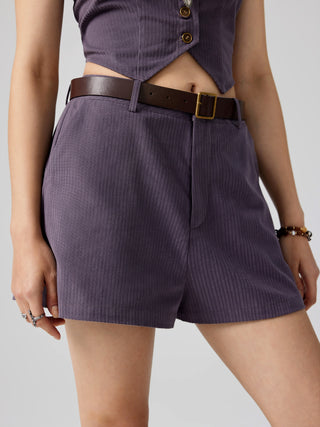 Texture Wide Leg Shorts With Belt