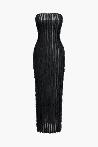 Textured Strapless Maxi Dress (S / BLACK)