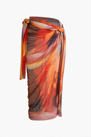 Tie Dye Mesh Twist Knot Skirt (M / MULTICOLOR)