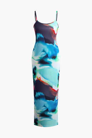 Tie Dye Slip Maxi Dress (M / MULTICOLOR)