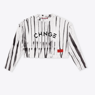 Tie Dye University L/S Crop (Chalk/Black)