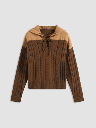 Tie Front Cable Knit Sweater